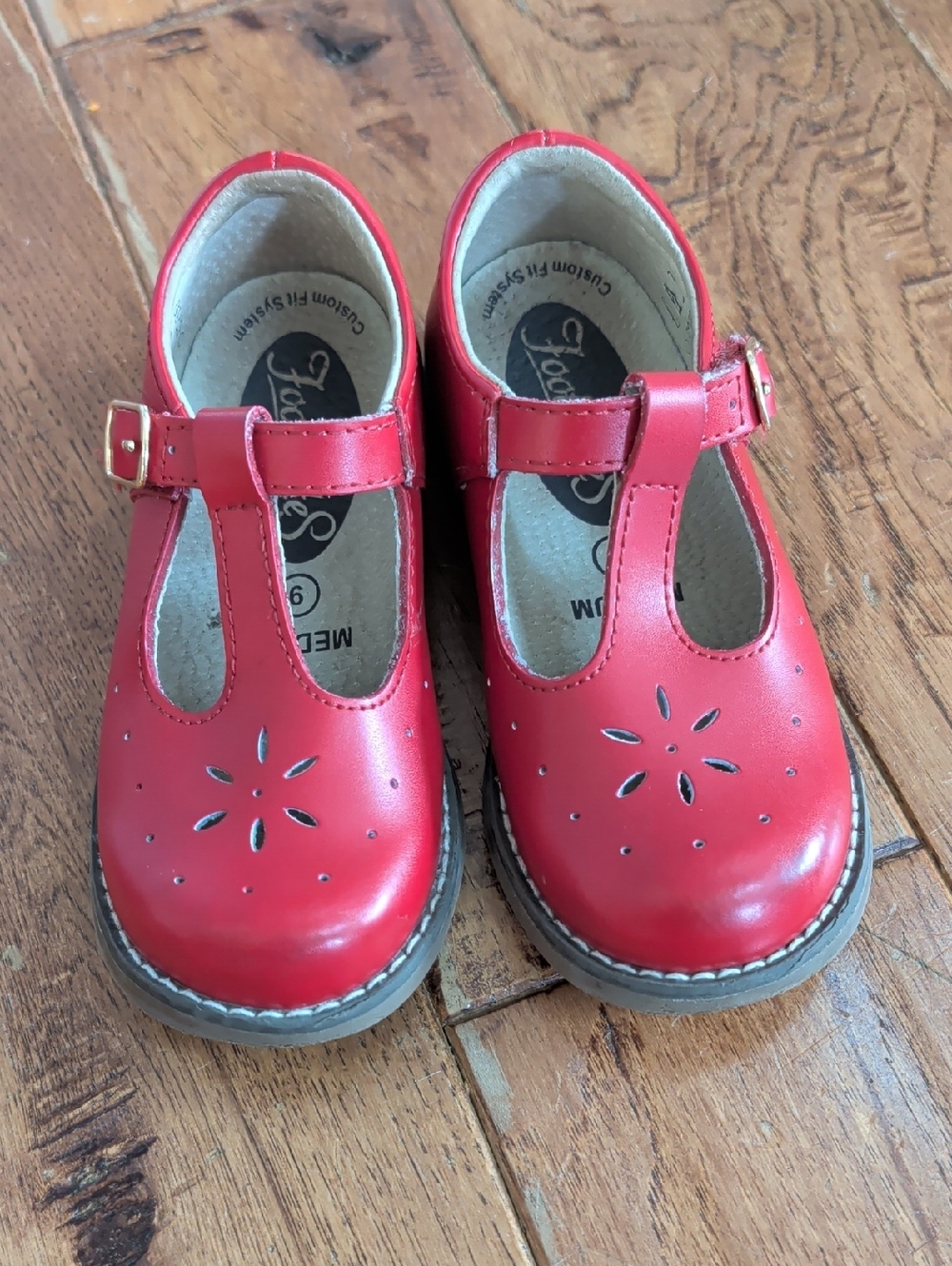 Footmates Sherry Classic T-Strap Mary Janes Kids Shoes in Red